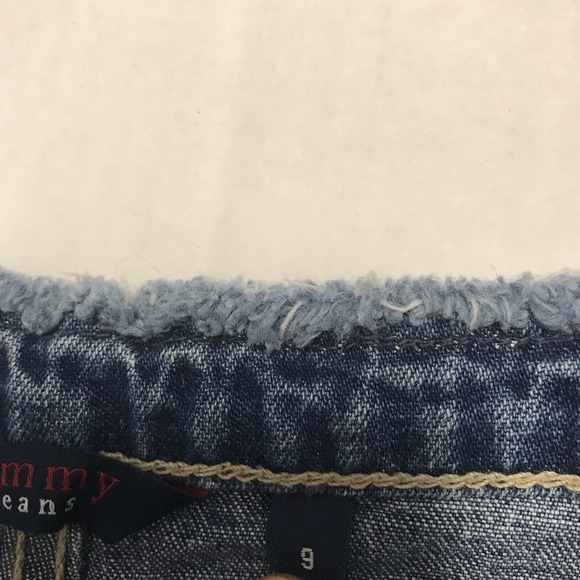 NWT Tommy Hilfiger 9 JRS Denim Mini Skirt Frayed Waist Straight Blue Jean 14.5L - Picture 5 of 8